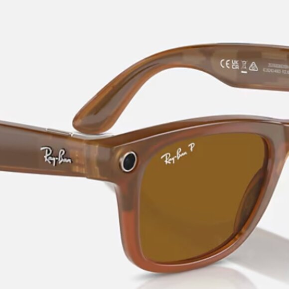 Ray-Ban Meta Wayfarer Smart Sunglasses -RW40 Brown Caramel Polarized - Picture 10 of 10
